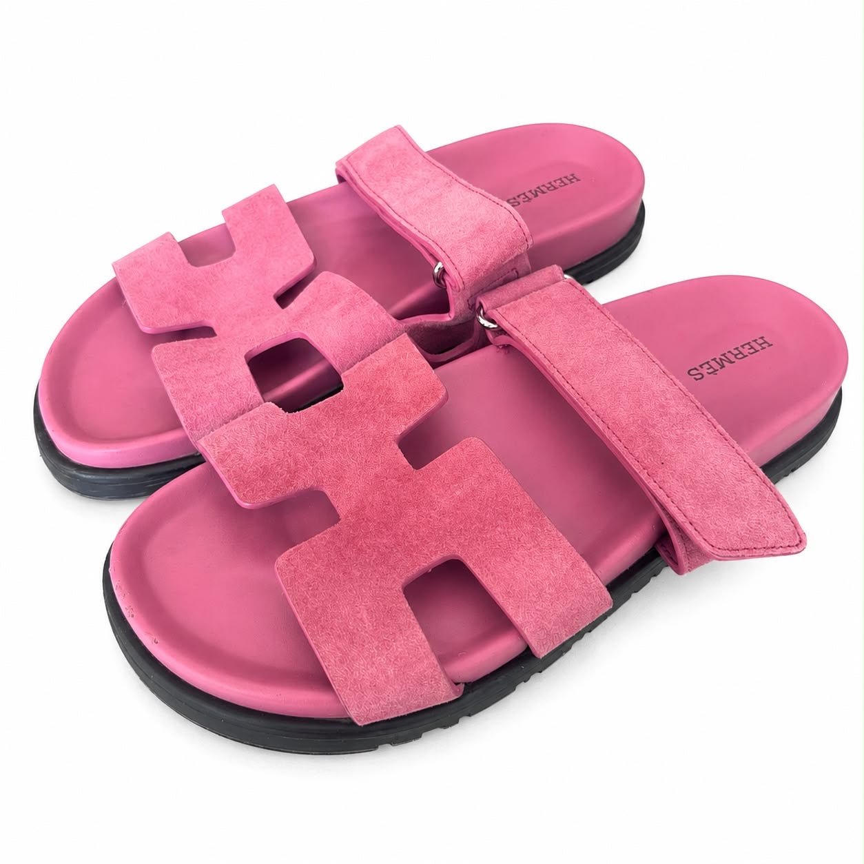 HERMÈS - SANDALS CHYPRES PINK SUEDE LEATHER SIZE 37