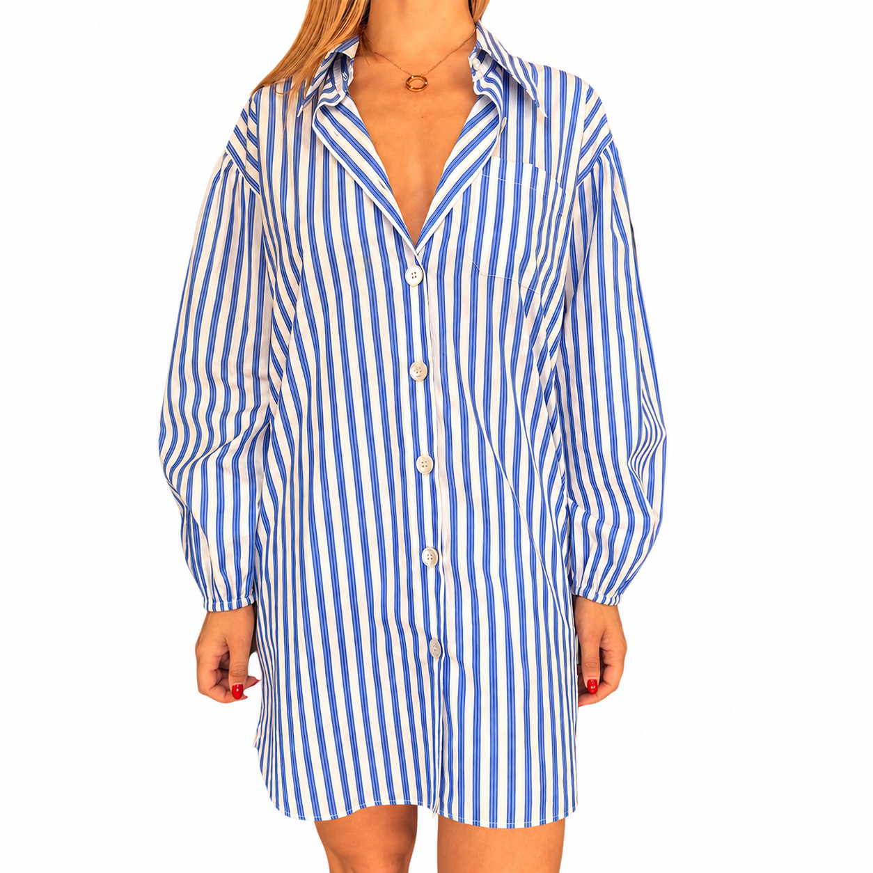 MIU MIU - SHIRT OVERSIZED STRIPES BLUE AND WHITE SIZE 38 IT