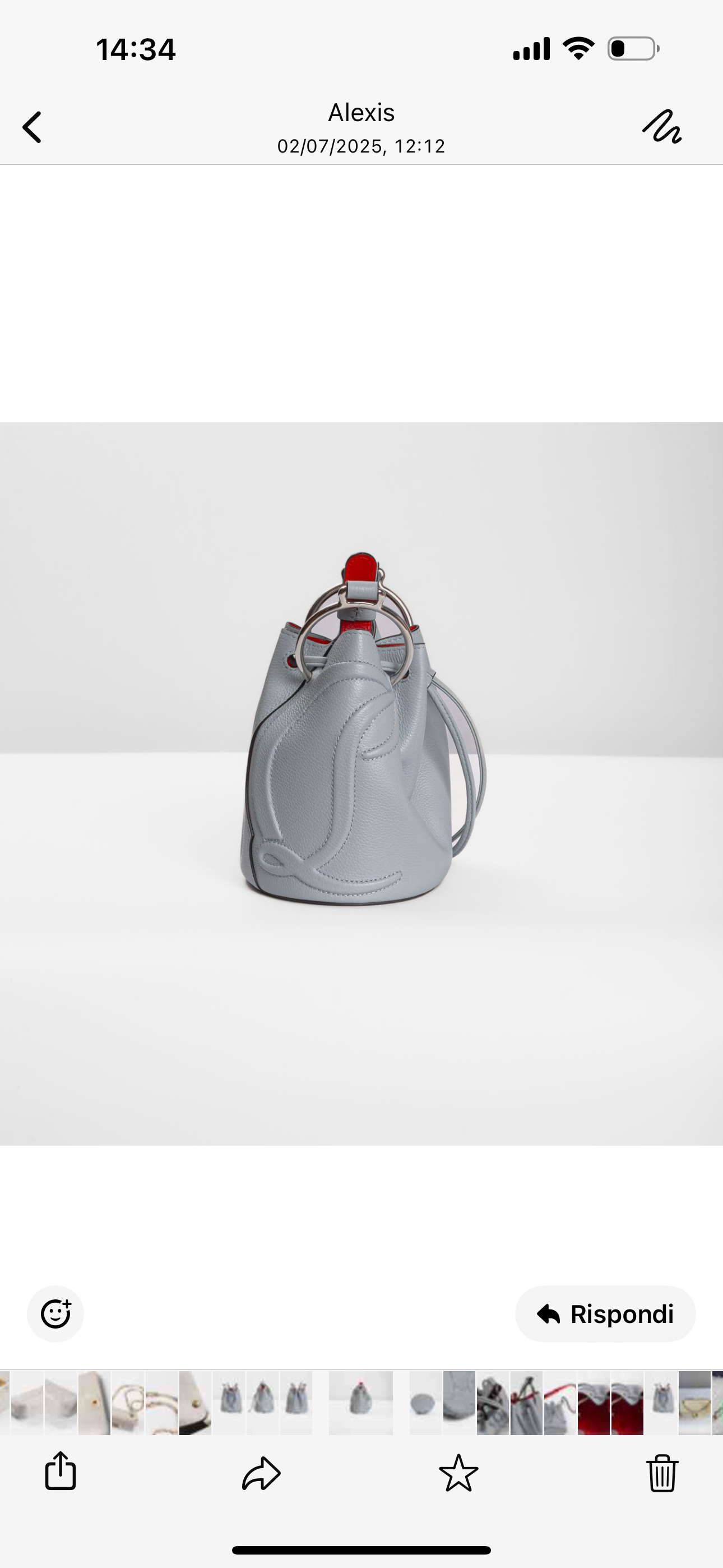 LOUBOUTIN - BAG BUCKET BY MY SIDE GREY LEATHER WITH STRAP