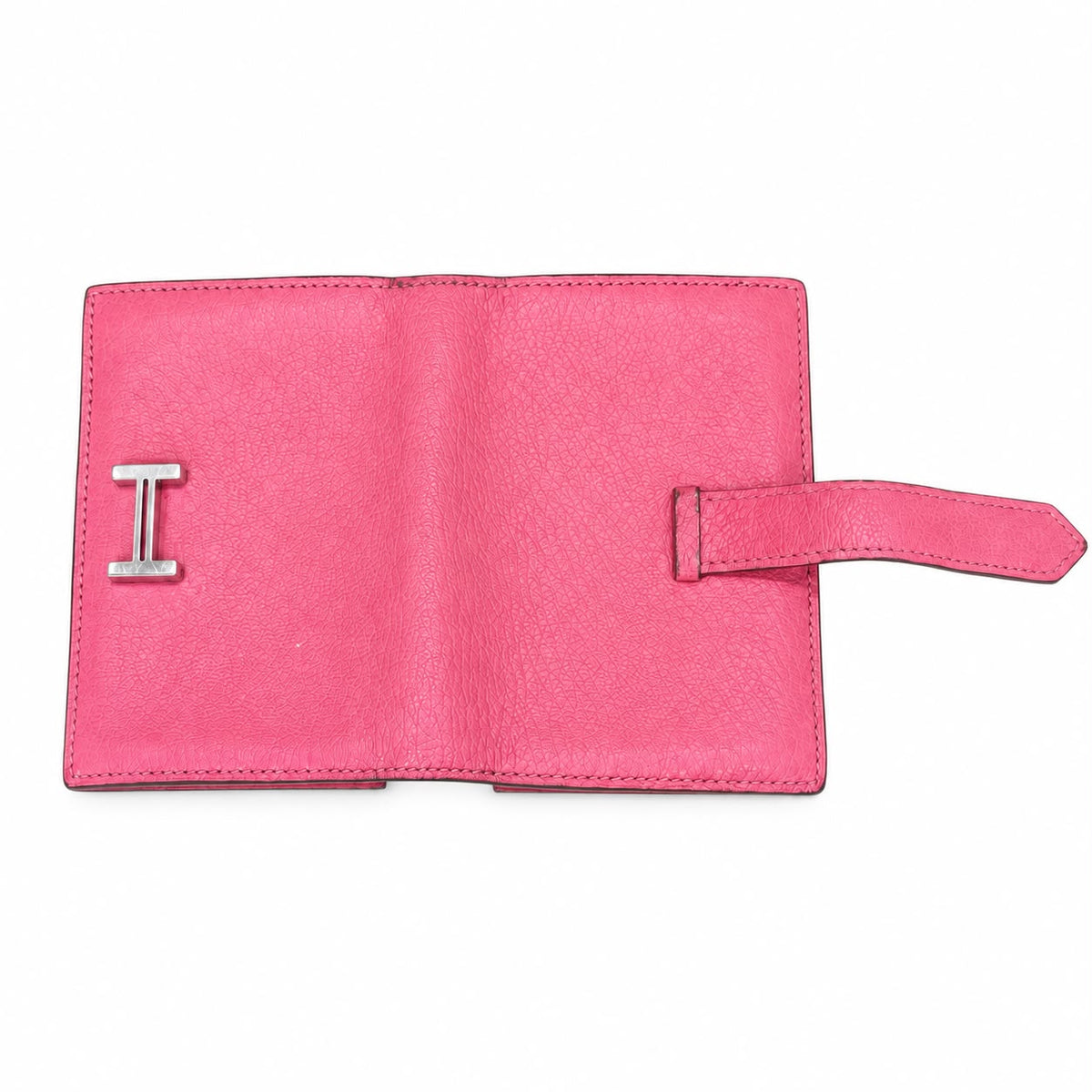 HERMÈS - WALLET MINI PINK CHÈVRE LEATHER PALLADIUM HARDWARE