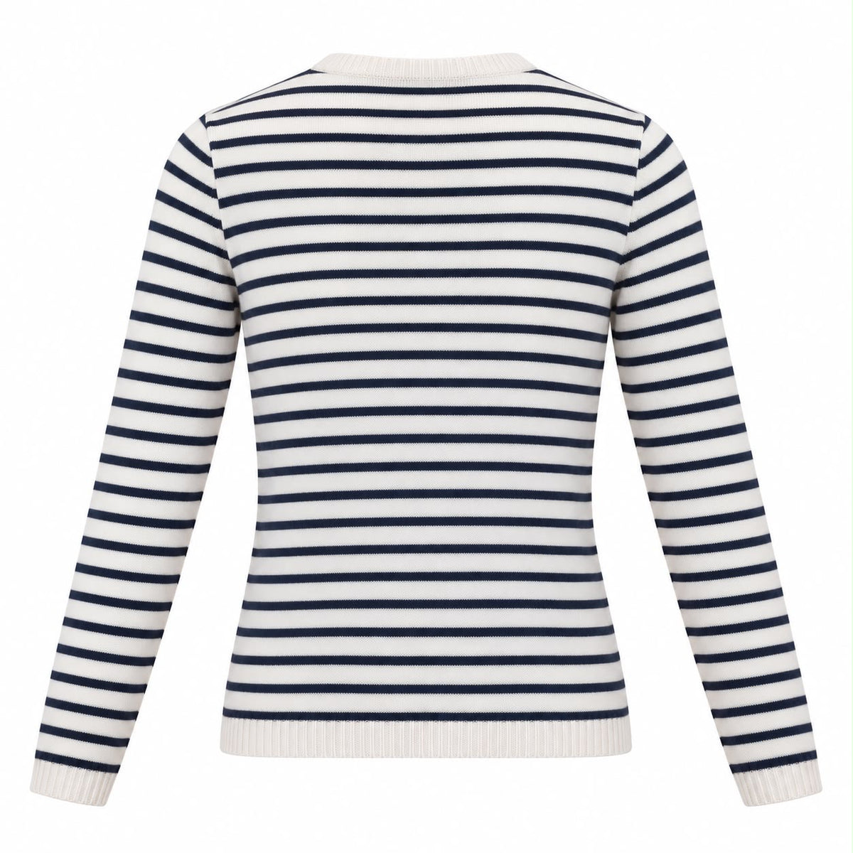DIOR – SWEATER J’ADIOR ST TROPEZ IN IVORY AND NAVY STRIPED CASHMERE SIZE FR 34 / IT 38