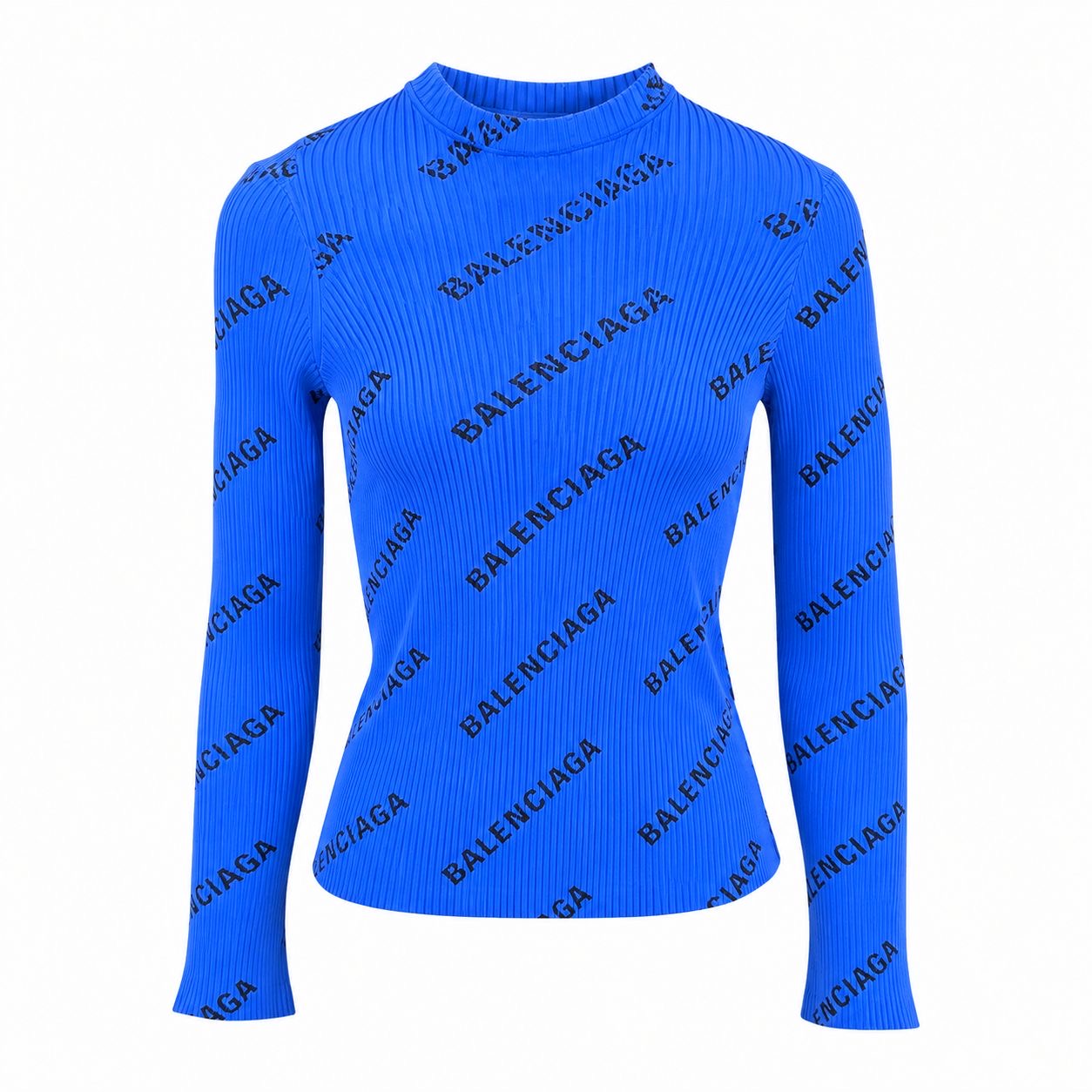 BALENCIAGA - PULLOVER BLUE LOGO RIB KNIT SIZE S
