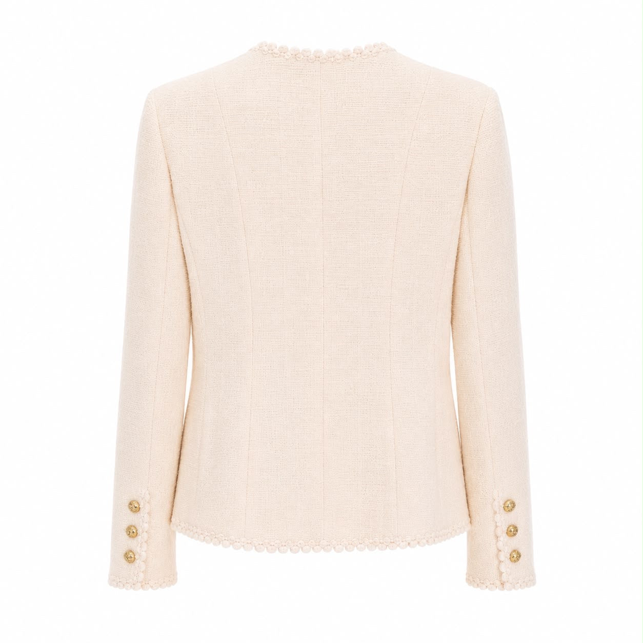 CHANEL - JACKEY TWEED IVORY WITH GOLD CC BUTTONS SIZE 38 FR