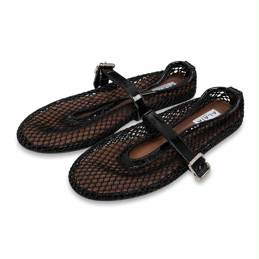 ALAIA - FLATS MARY JANE BLACK MESH SIZE 37 EU