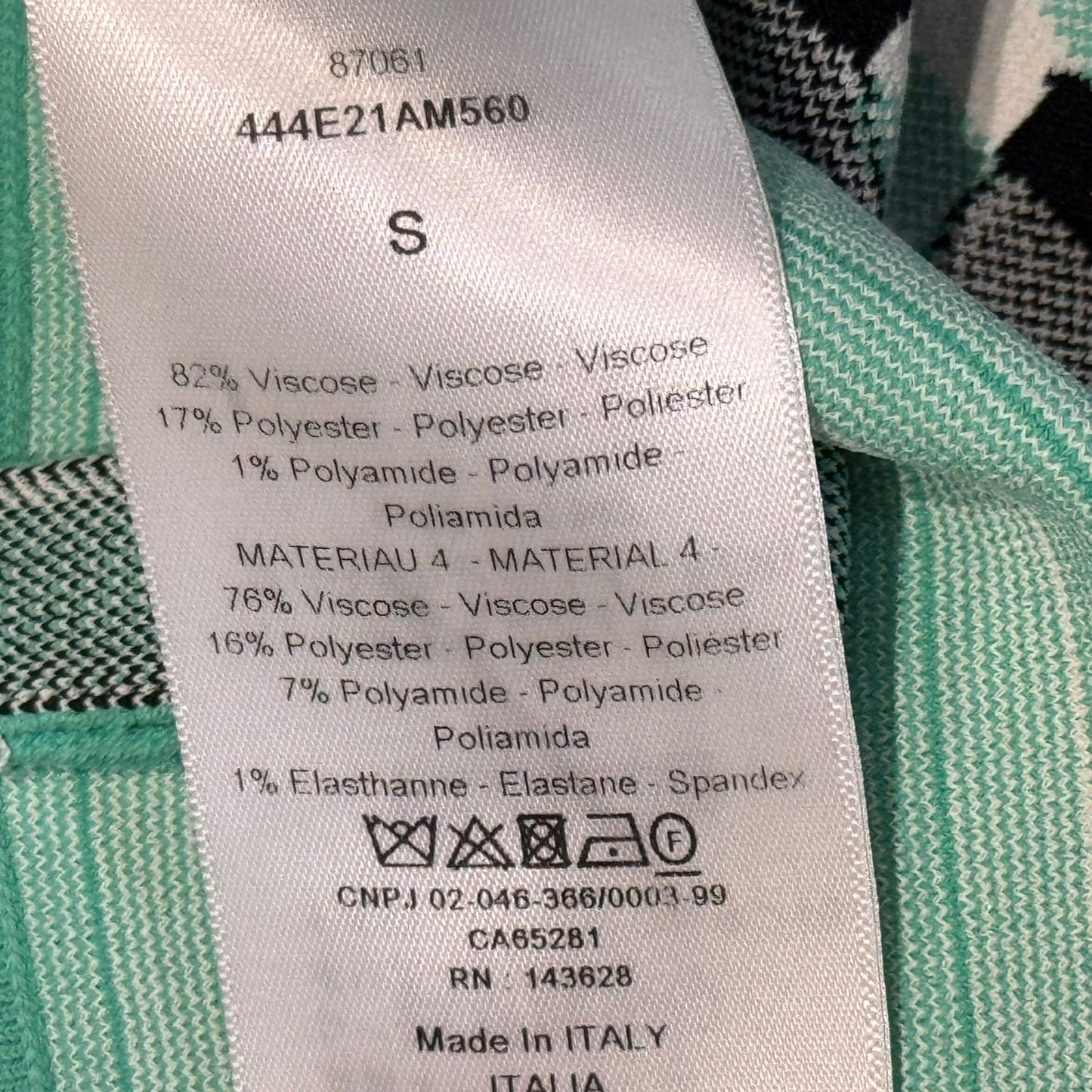 DIOR - BODYSUIT STRIPED WHITE & MINT GREEN WITH DIOR LOGO SIZE S