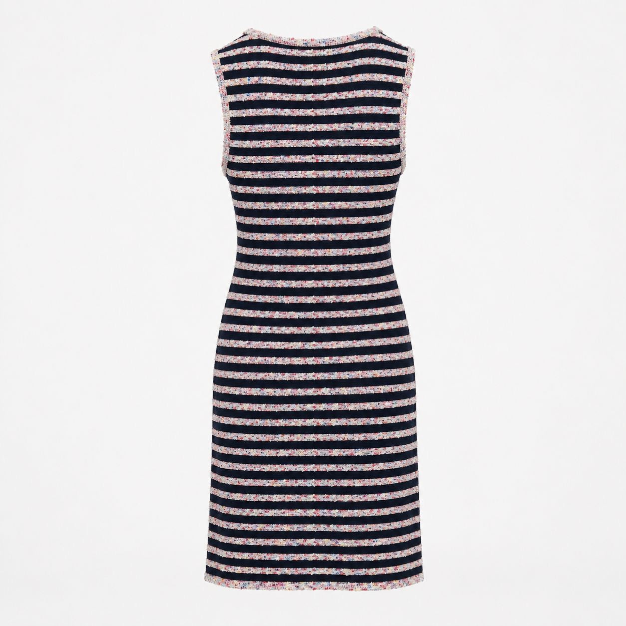 CHANEL - DRESS MIDI TWEED STRIPES MULTICOLOR SIZE 40 FR