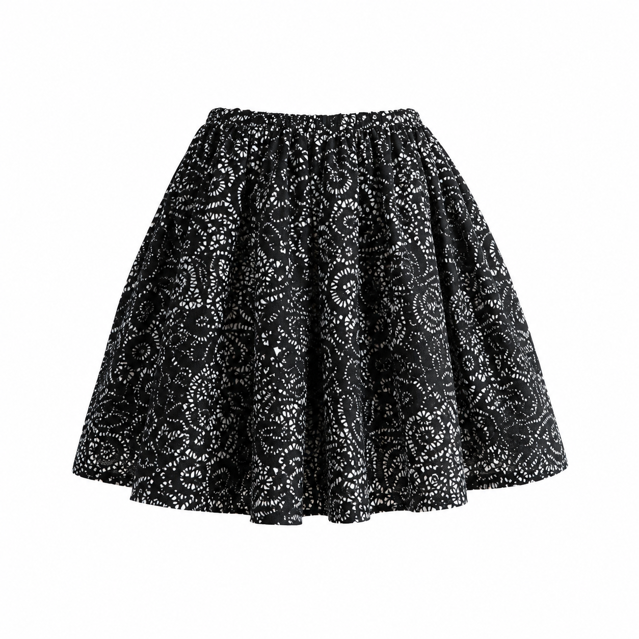 ALAÏA - SKIRT MINI LASER-CUT BLACK & WHITE SIZE 38 FR