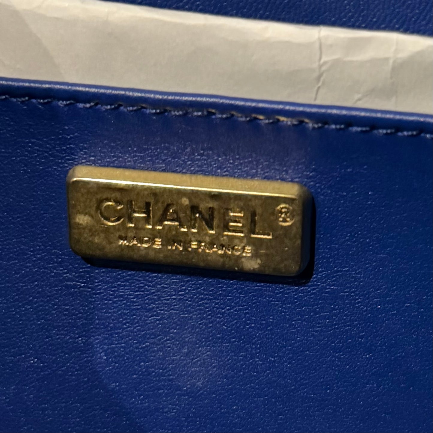 CHANEL - *RARE* BOY BAG BLUE ROYAL PYTHON WITH ANTIQUE GOLD HARDWARE
