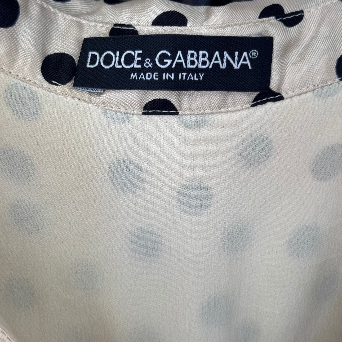 DOLCE & GABBANA - JUMPSUIT ECRU SILK WITH BLACK POLKADOTS SIZE 40 IT