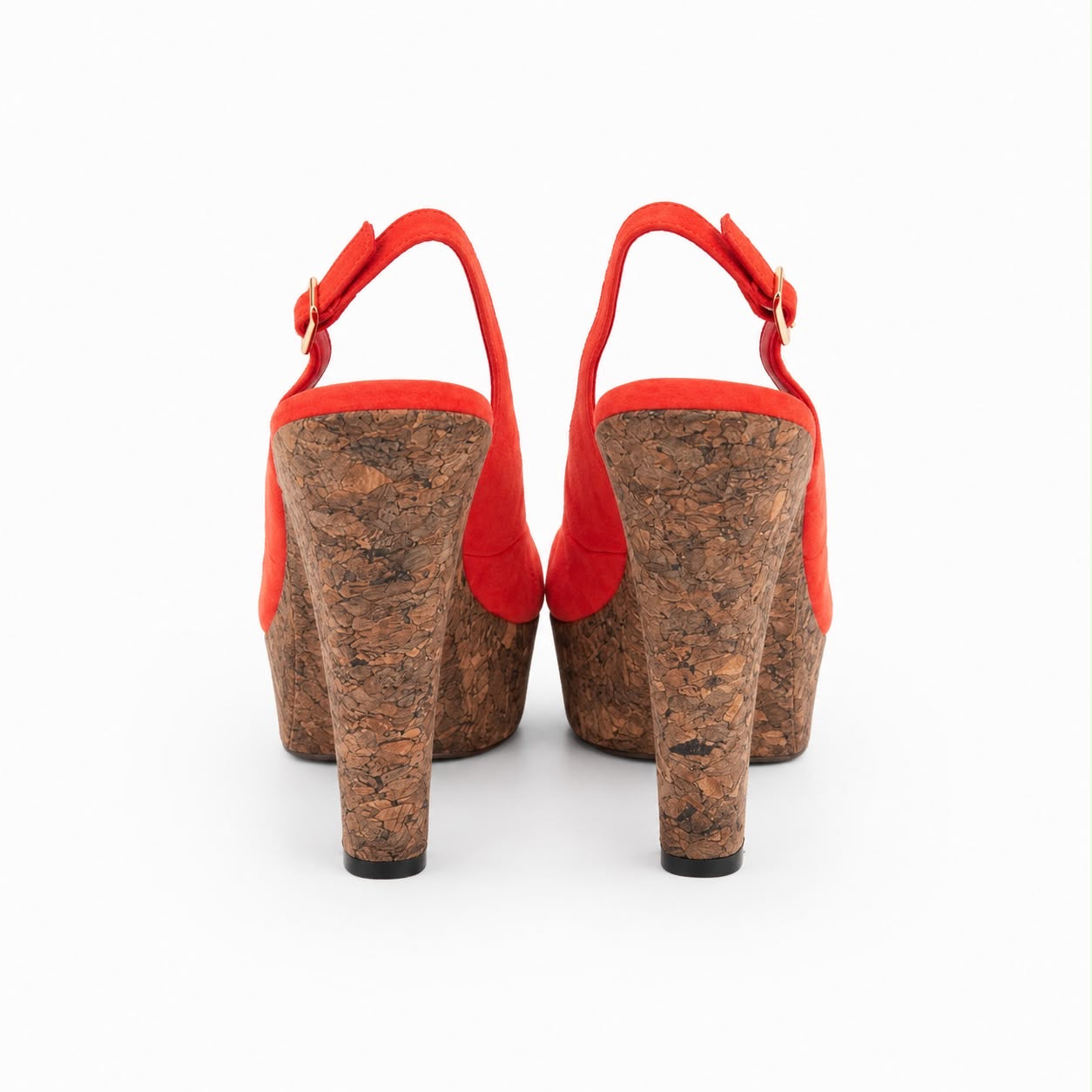 GUCCI - WEDGE SANDALS ORANGE SUEDE AND BROWN CORK SIZE 38 C EU