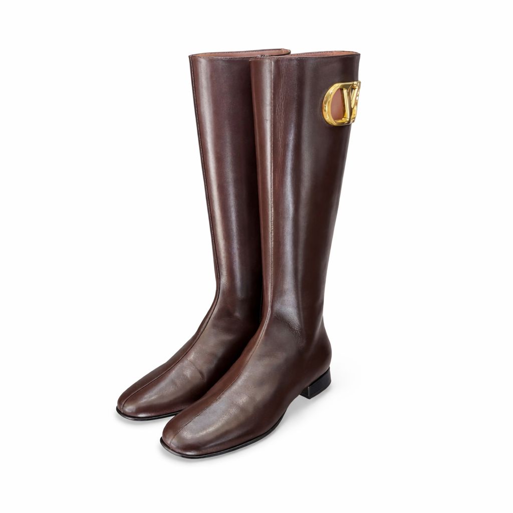 VALENTINO - *BRAND NEW* BOOTS VLOGO BROWN LEATHER SIZE 35,5 EU