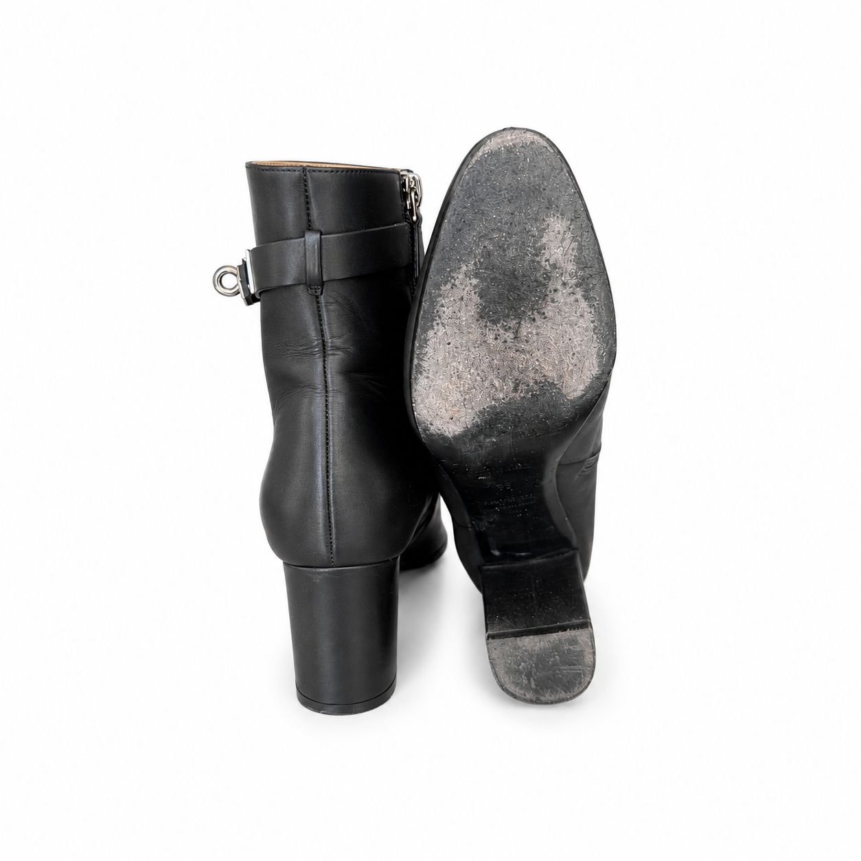 HERMÈS - BOOTS BLACK LEATHER SIZE 35 EU
