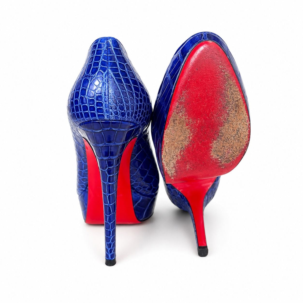LOUBOUTIN - PUMPS ELECTRIC BLUE CROCODILE SIZE 38 EU