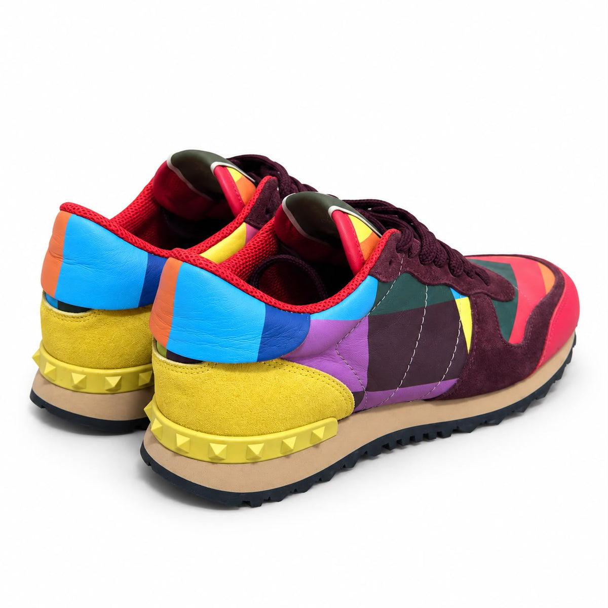 VALENTINO – SNEAKERS IN MULTICOLOURED LEATHER AND SUEDE SIZE 36 EU