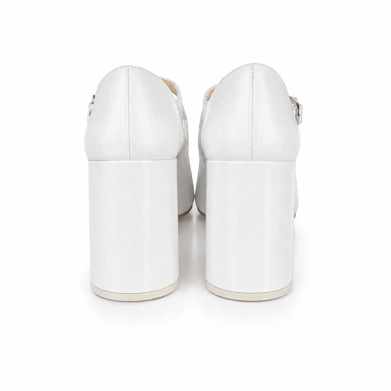 PRADA - PUMPS MARY JANE WHITE LEATHER SIZE 37 EU