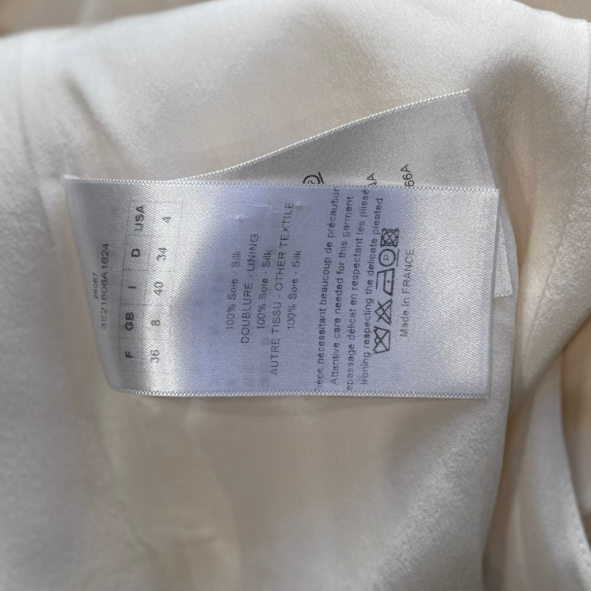 DIOR - DRESS MIDI ECRU SILK QITH PLEATED BACK SIZE 36 FR