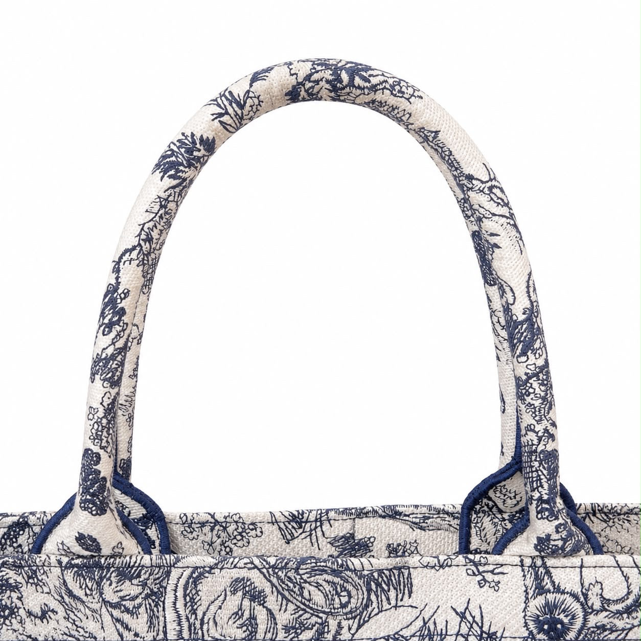 DIOR - TOTE BAG MEDIUM BLUE AND WHITE TOILE DE JOUY EMBROIDERED