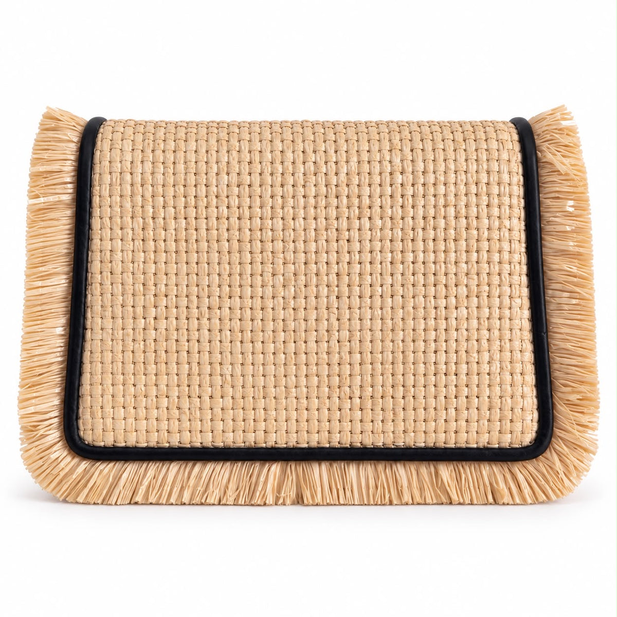 BULGARI - *NEVER WORN* BAG SERPENTI FOREVER MINI IN NATURAL RAFFIA WITH BLACK LEATHER TRIM
