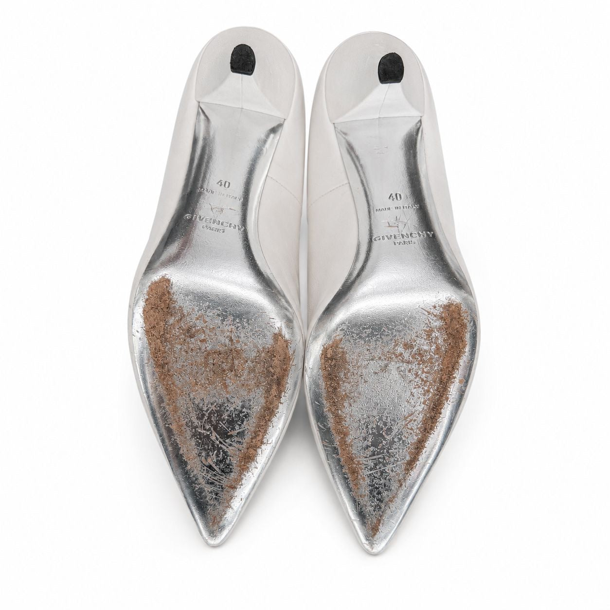 GIVENCHY - ANKLE BOOTS WHITE LEATHER FOLDED CÔNE-HEEL SIZE 40 EU