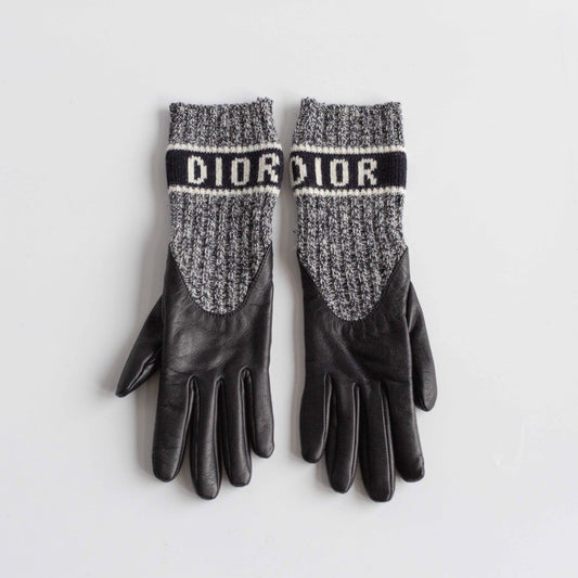 DIOR - GLOVES BLUE & WHITE IN LAMBSKIN LEATHER SIZE 7