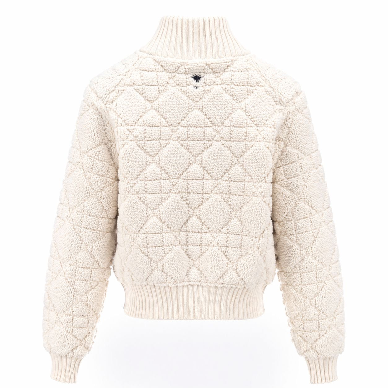 DIOR - CARDIGAN MACROCANNAGE ECRU WOOL & CASHMERE SIZE 36 FR