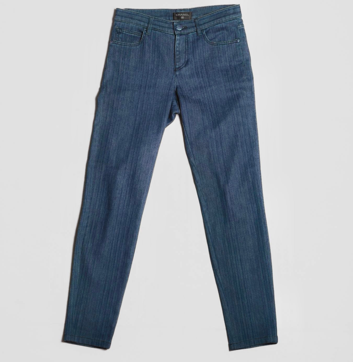 CHANEL - JEANS NAVY BLUE STRIPES SIZE 36 FR