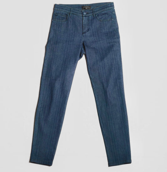 CHANEL - JEANS NAVY BLUE STRIPES SIZE 36 FR