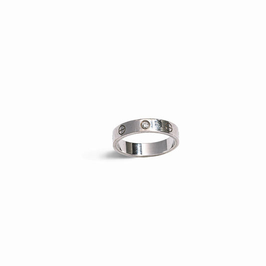 CARTIER - LOVE RING 18K WHITE GOLD WITH 1 BRILLIANT-CUT DIAMOND SIZE 53