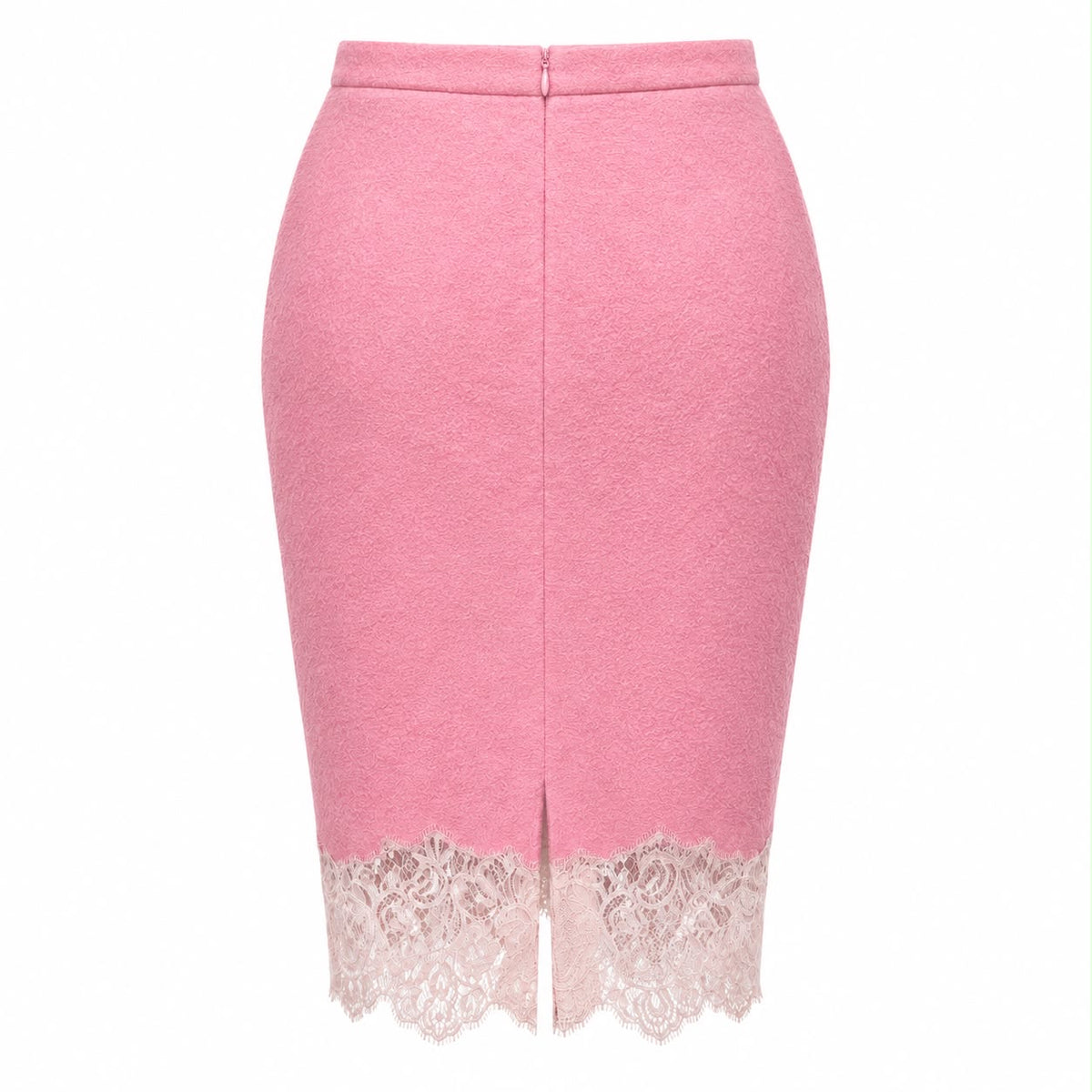 ERMANNO SCERVINO – SKIRT AND SWEATER SET IN PINK WOOL, SILK AND CASHMERE WITH LACE SIZE 38 IT