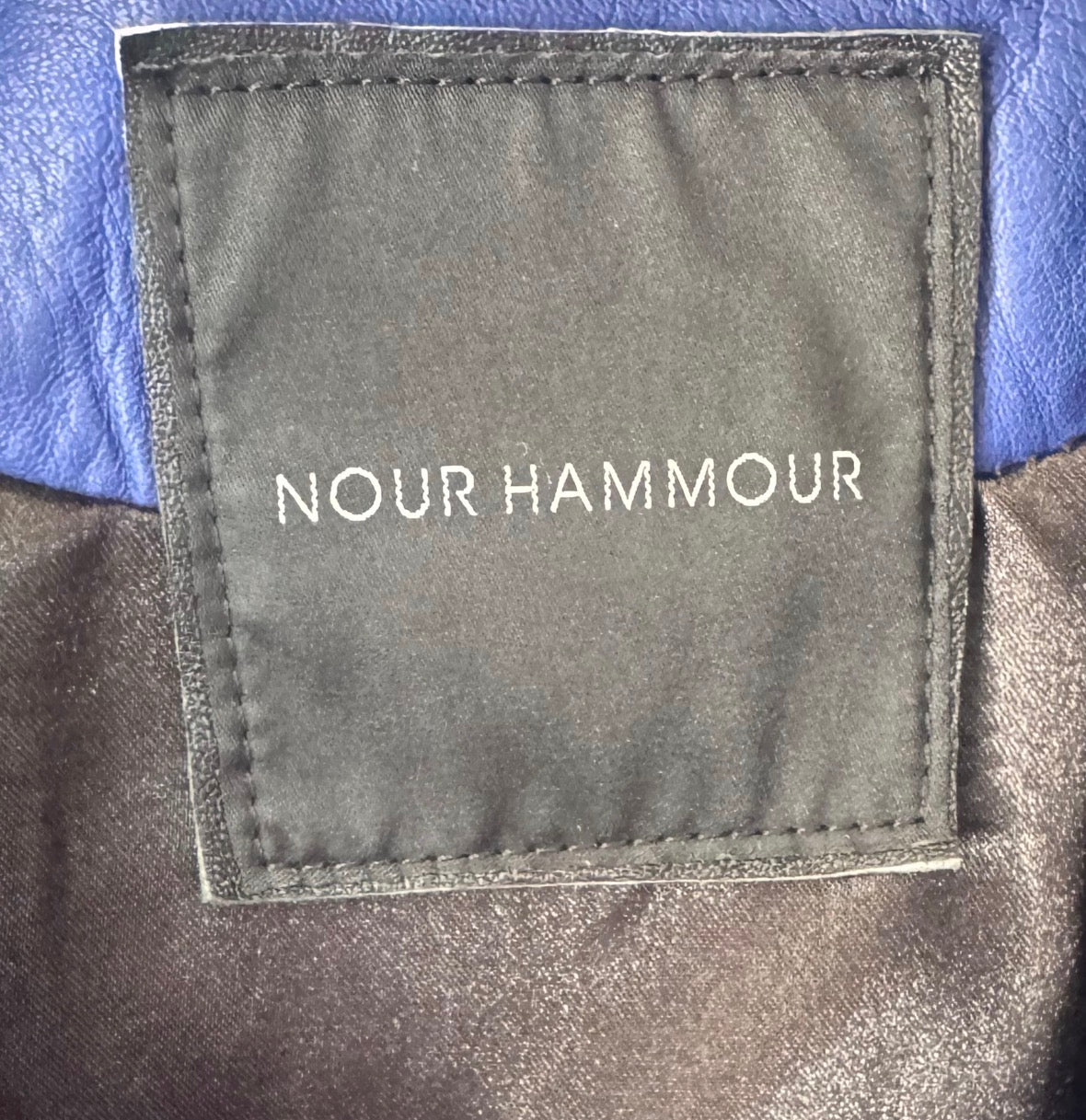 NOUR HAMMOUR - JACKET BIKER STUDDED ELECTRIC BLUE LEATHER SIZE 40 FR