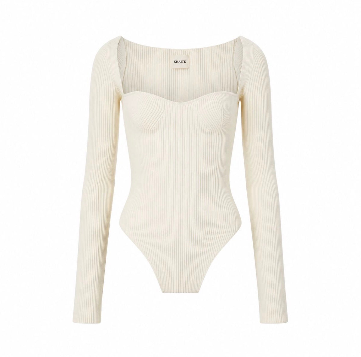 KHAITE - BODYSUIT MADDY ECRU LONG-SLEEVE SIZE S