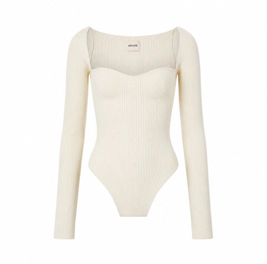 KHAITE - BODYSUIT MADDY ECRU LONG-SLEEVE SIZE S