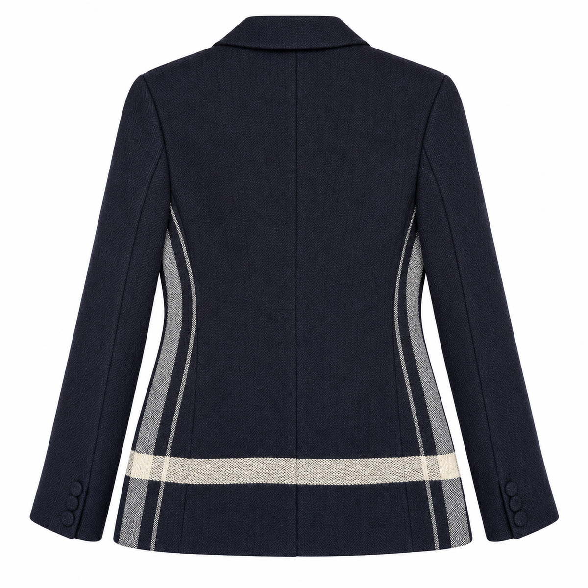 DIOR - BLAZER BAR DOUBLE-BREASTED BLUE HARRINGBONE SIZE 42 FR