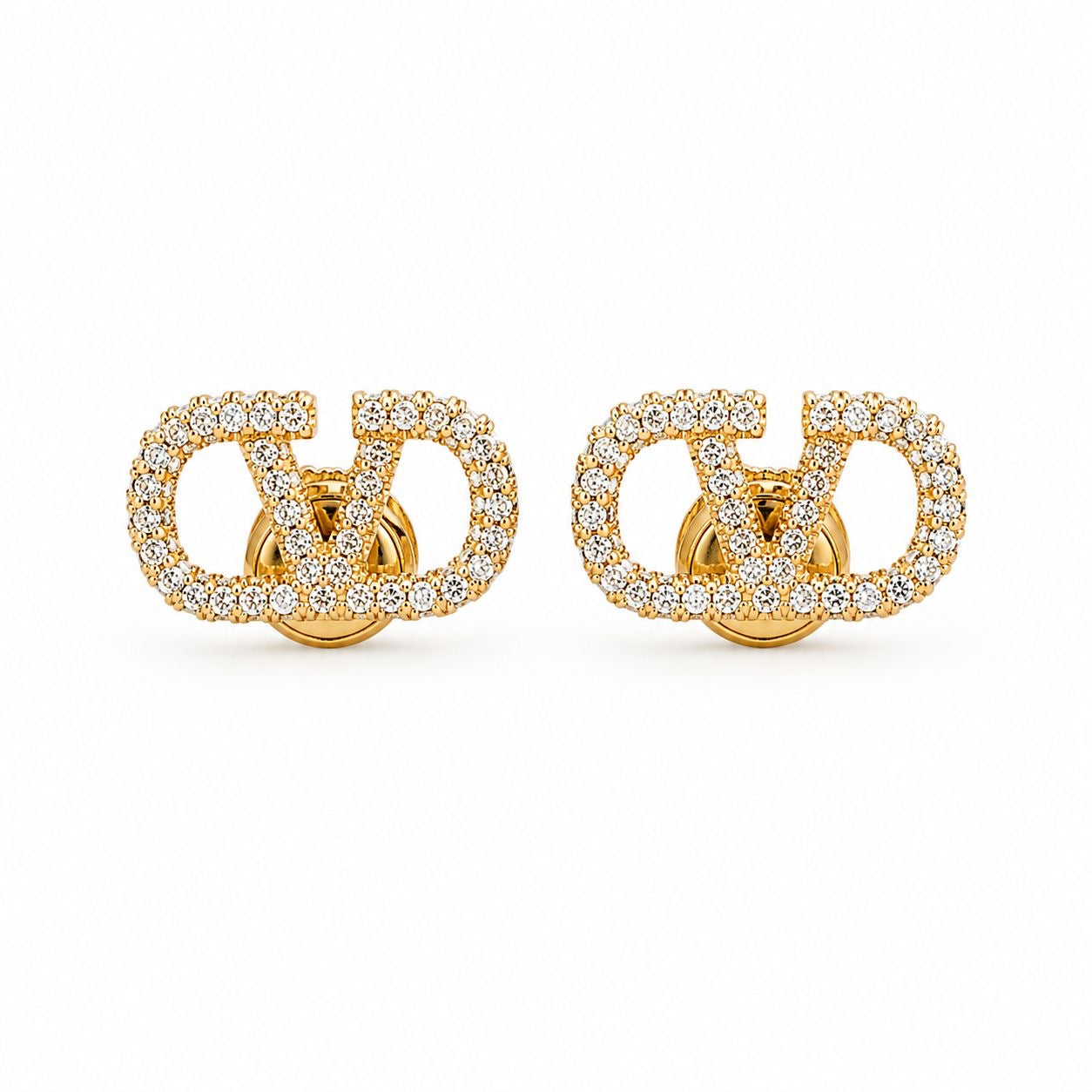 VALENTINO - *NEW* EARRINGS VLOGO SIGNATURE GOLD-TONE WITH CRYSTALS