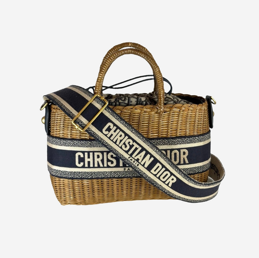 DIOR - WICKER BAG BLUE WITH REMOVABLE STRAP