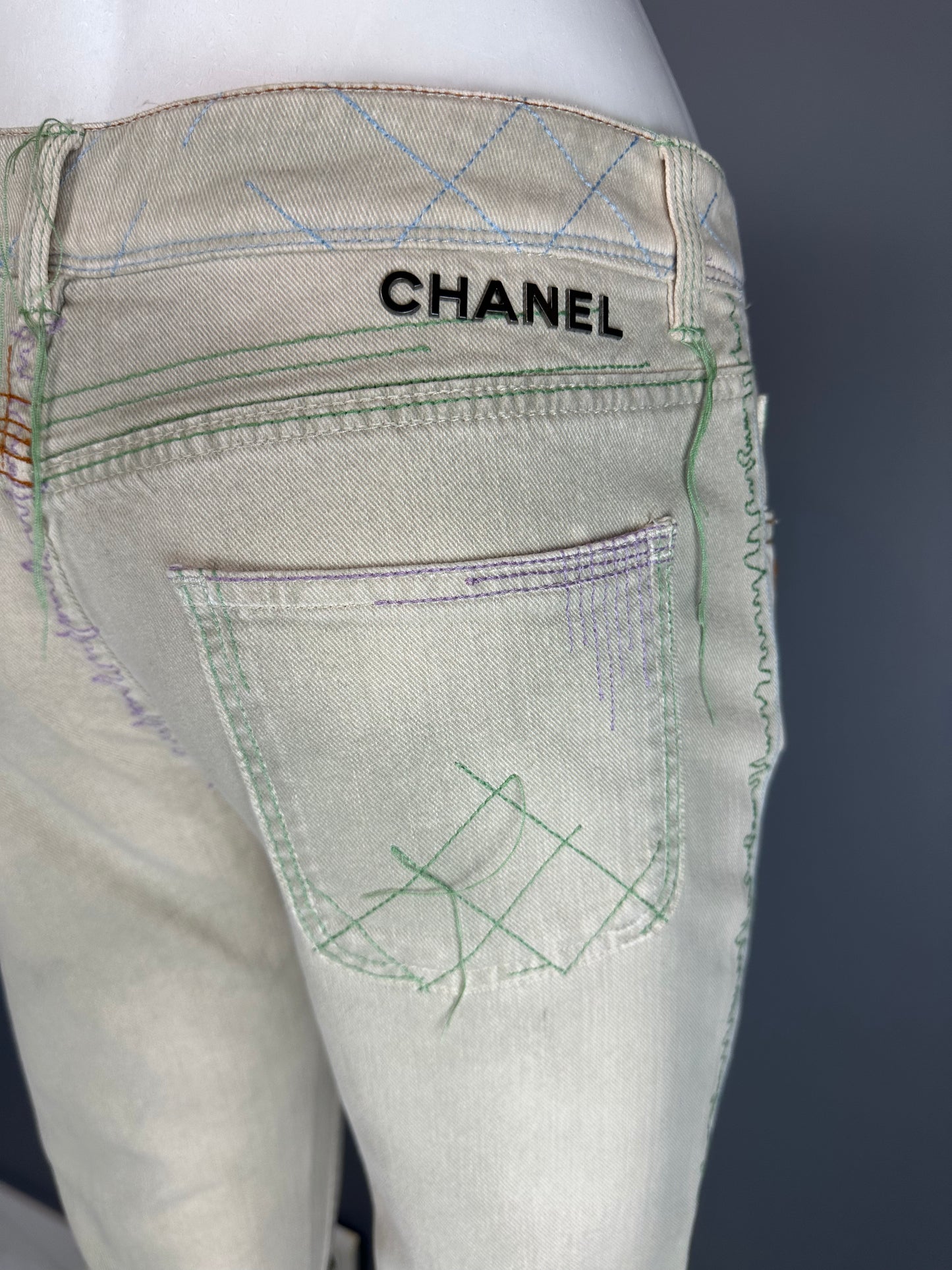 CHANEL - Jeans grey logo size 38 FR
