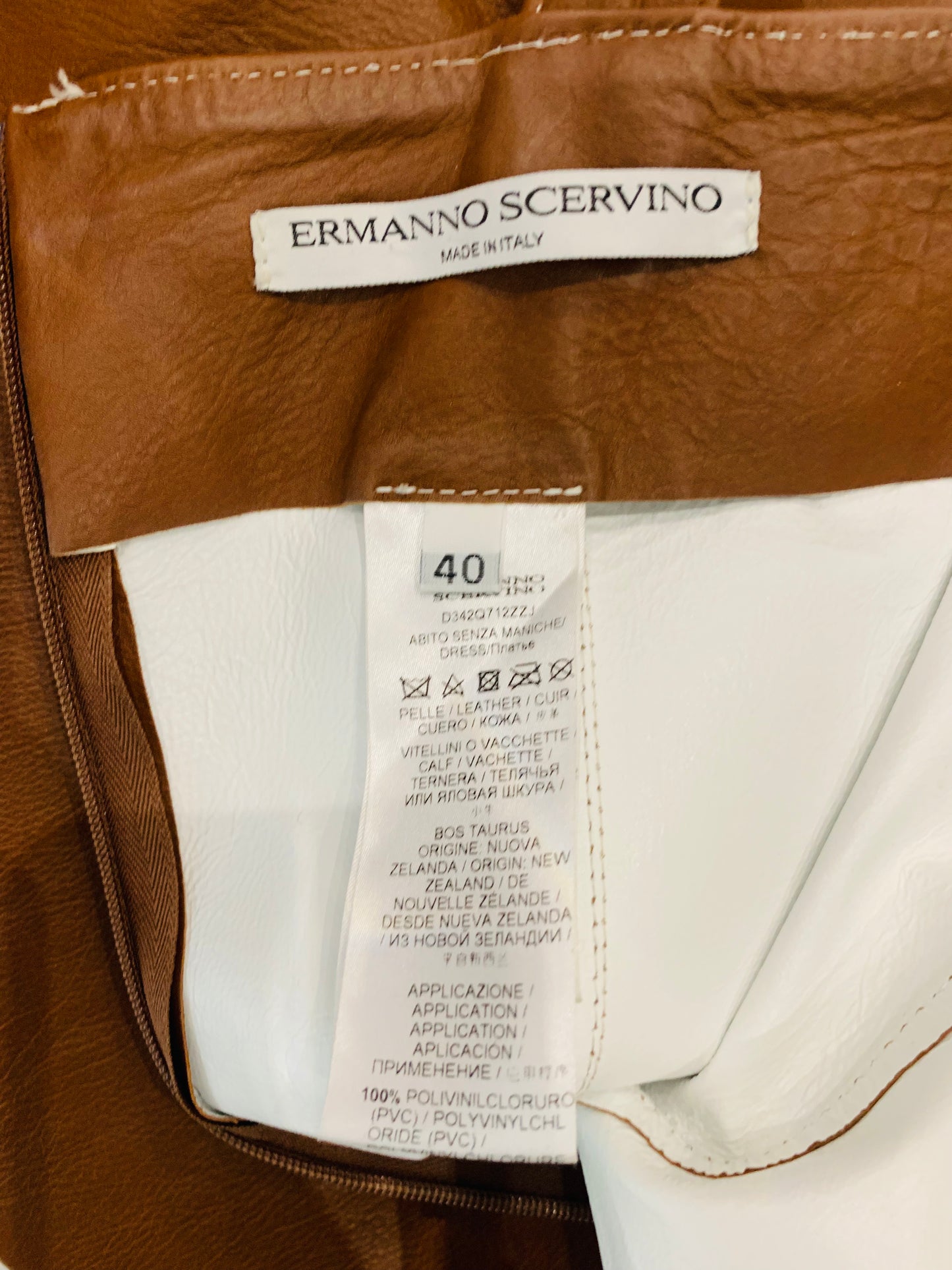 ERMANNO SCERVINO - Cocktail dress brown leather size 40 IT