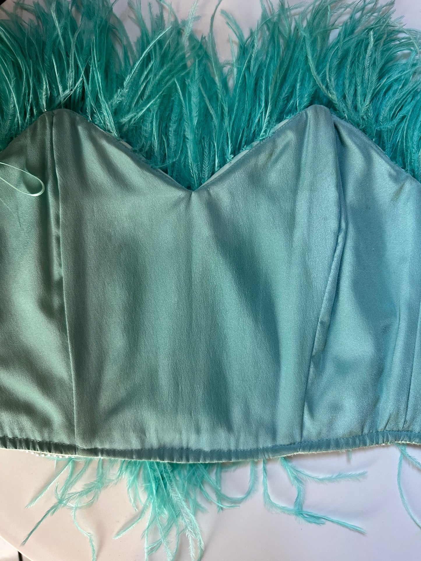 ATTICO - Bustier feather turquoise size 36 IT