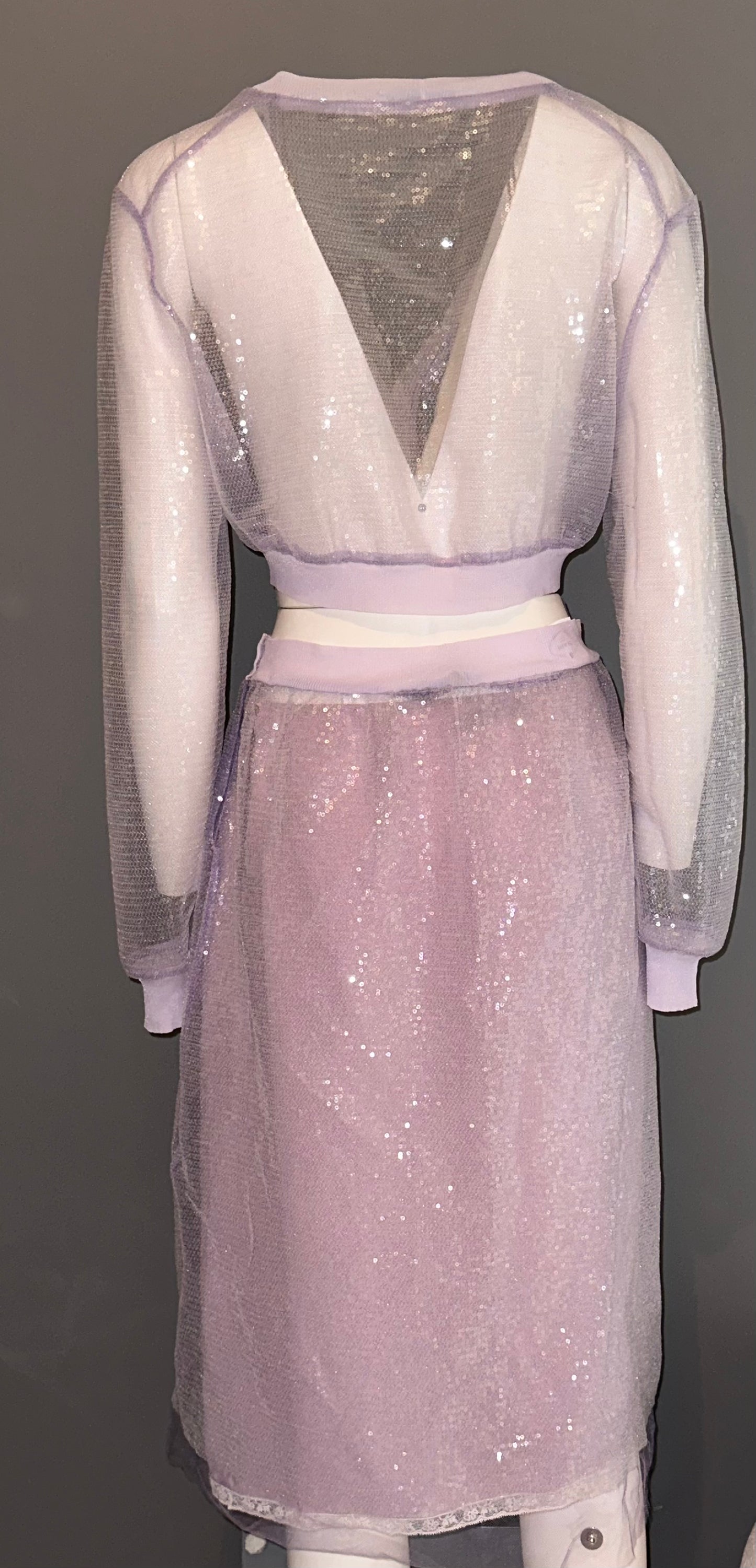PRADA - Jacket & Skirt paiettes violet size 42 IT