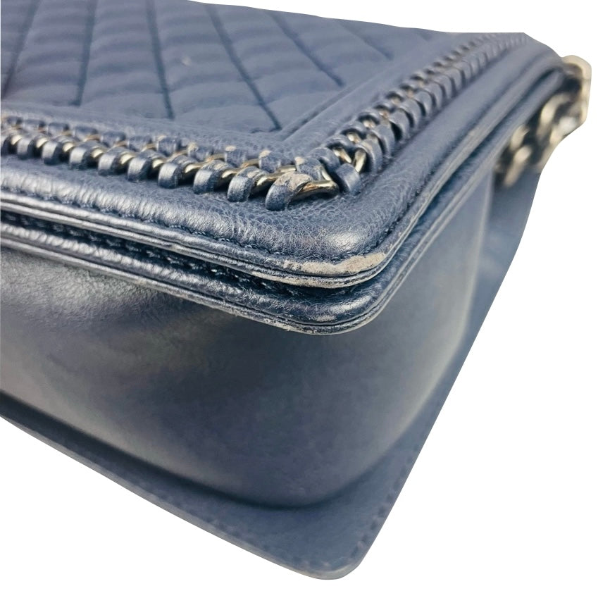 CHANEL - Boy bag large blue with handle – DressMore