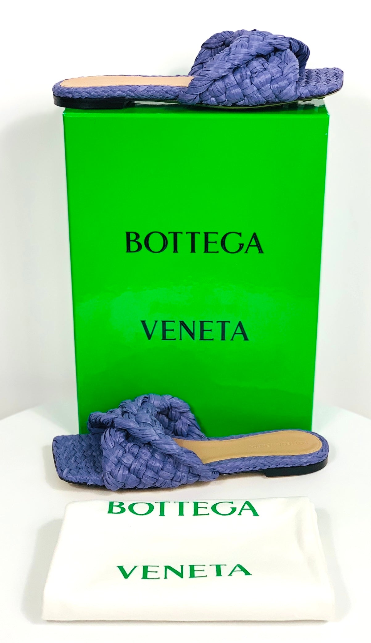 BOTTEGA VENETA - Rafia stretch sandals flat lilla