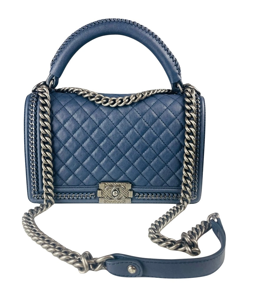 Chanel Boy Handbag navy blue